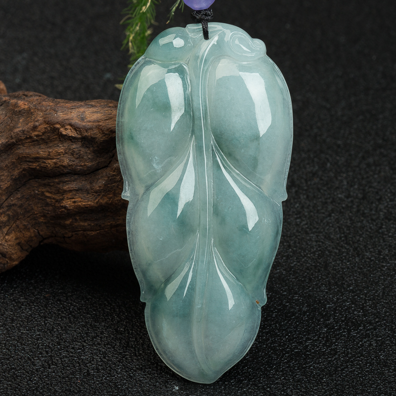 天然翡翠金枝玉叶吊坠-红掌柜