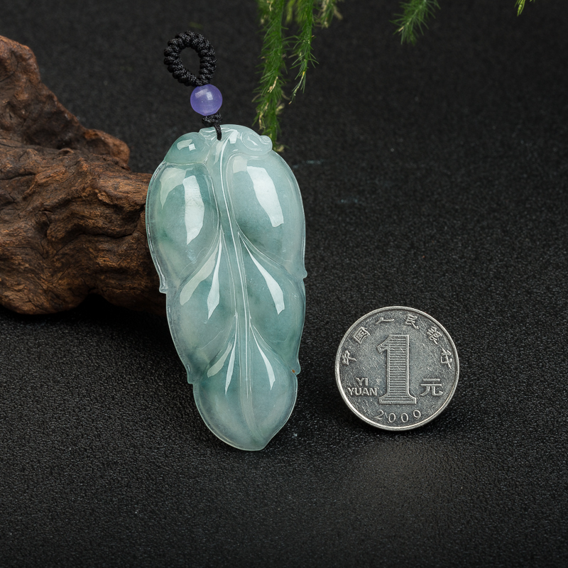 缅甸天然翡翠金枝玉叶吊坠-红掌柜