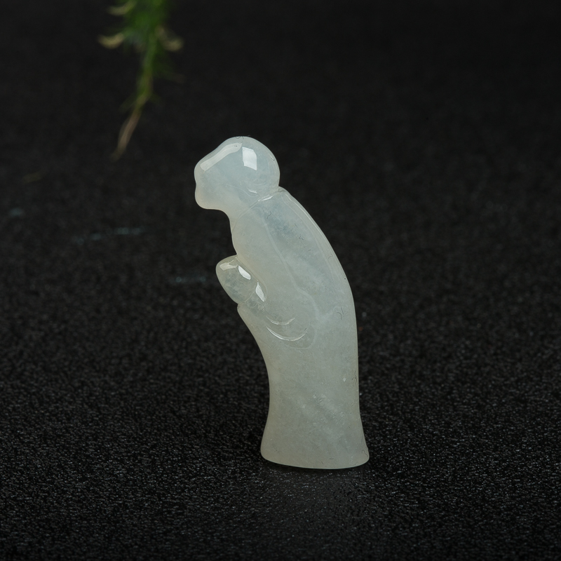 缅甸天然糯种翡翠悟道吊坠-红掌柜