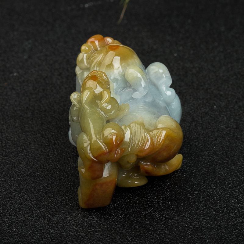 缅甸天然俏色翡翠貔貅吊坠-红掌柜