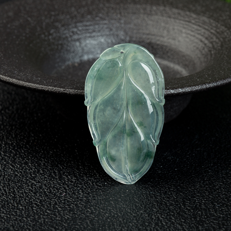 天然缅甸飘花翡翠金枝玉叶吊坠-红掌柜
