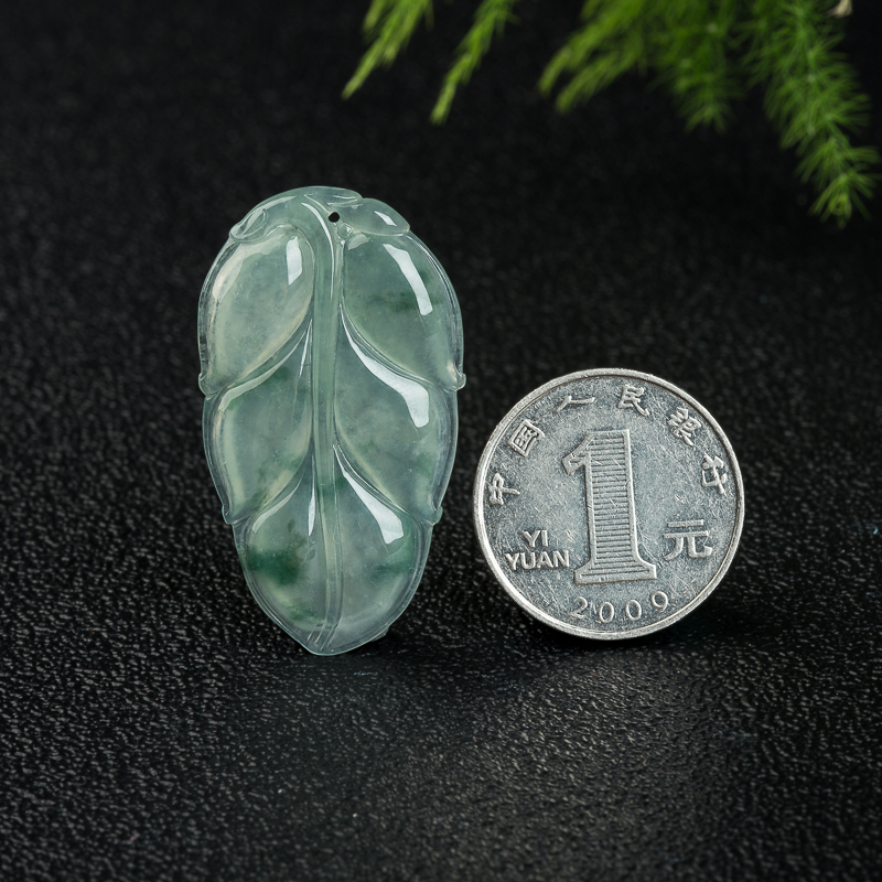 天然缅甸糯冰种飘花翡翠金枝玉叶吊坠-红掌柜