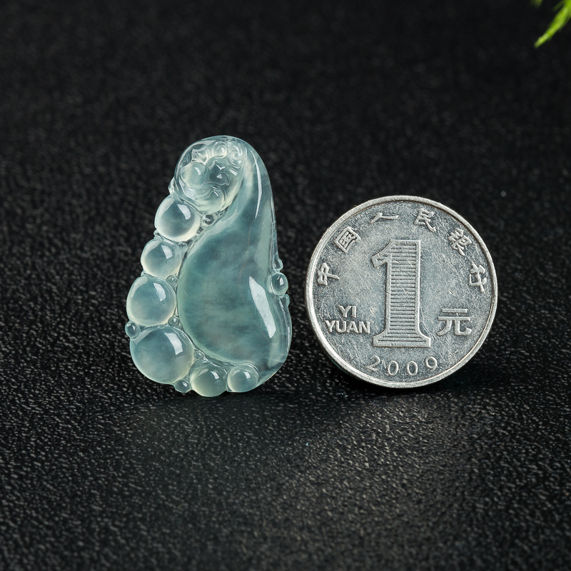 天然缅甸冰种飘花翡翠福如东海吊坠-红掌柜