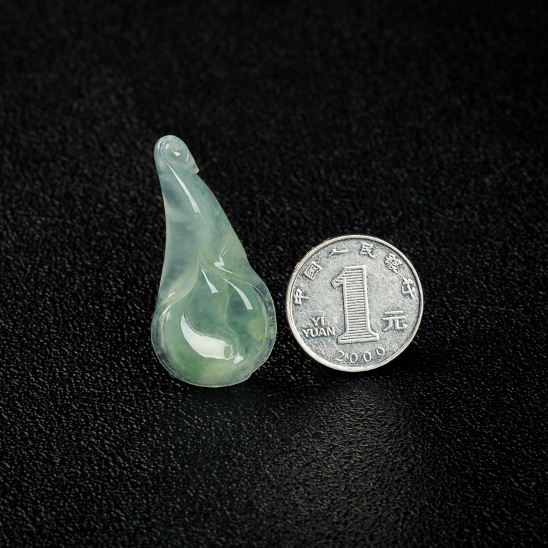 天然缅甸糯冰种飘花翡翠玉兰花吊坠-红掌柜