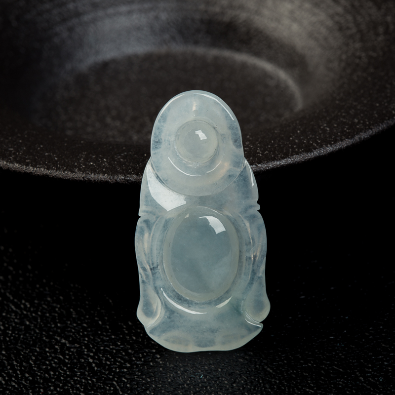 天然缅甸翡翠逍遥佛吊坠-红掌柜