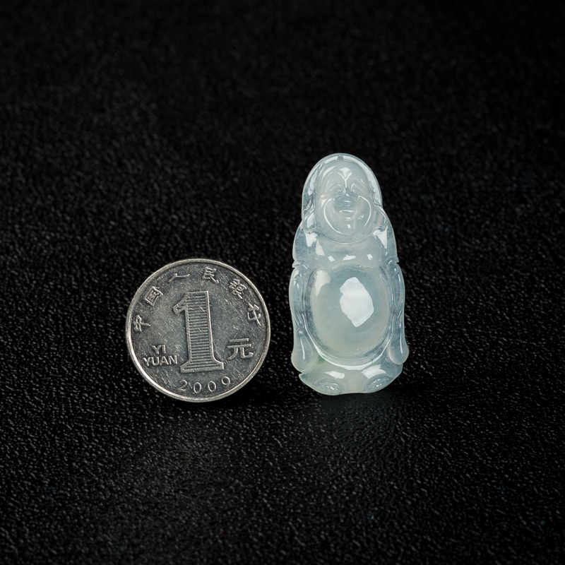 天然缅甸糯冰种翡翠逍遥佛吊坠-红掌柜