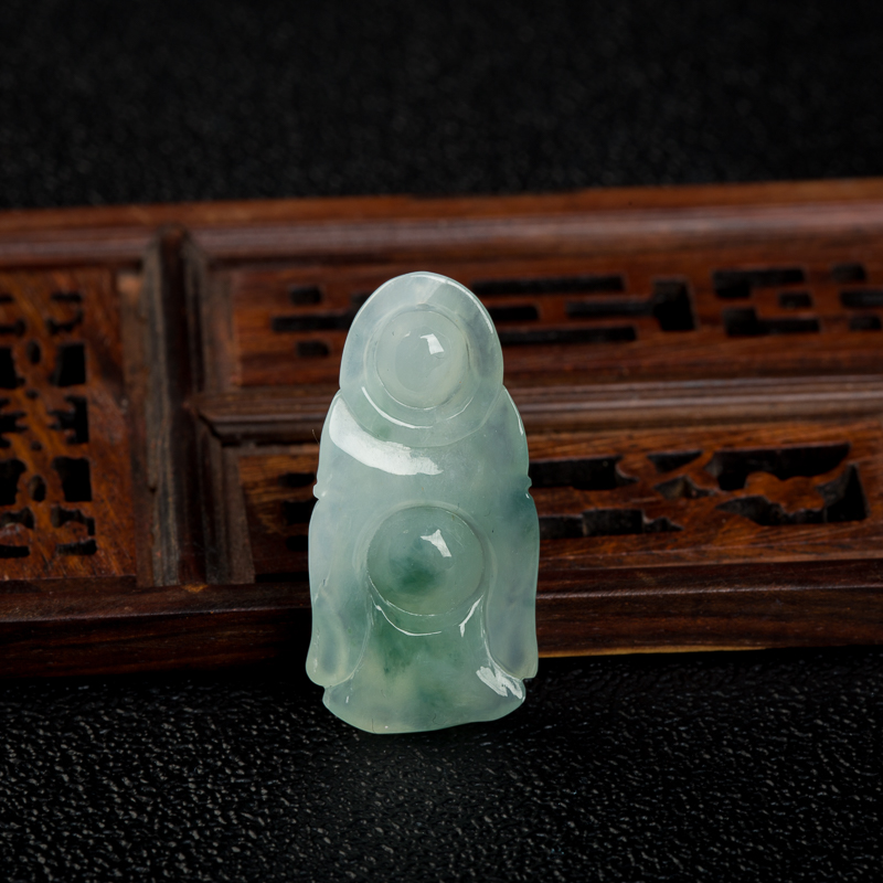 天然缅甸糯冰种飘花翡翠吊坠-红掌柜