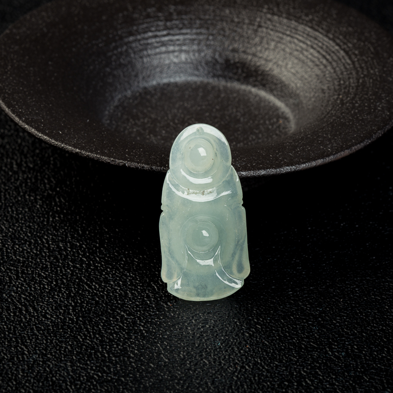 天然缅甸翡翠逍遥佛吊坠-红掌柜