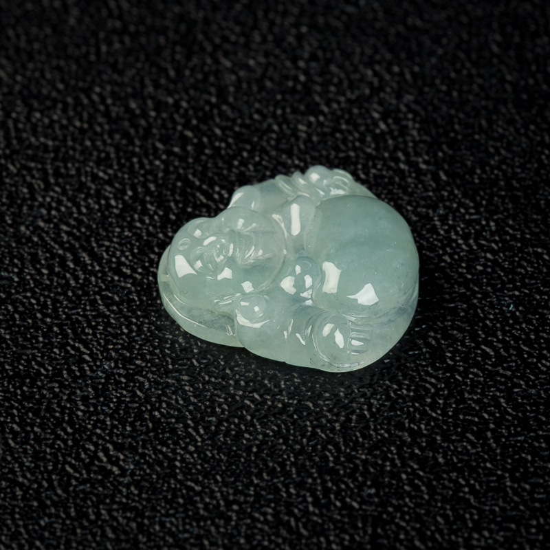 缅甸糯冰种翡翠弥勒佛吊坠-红掌柜