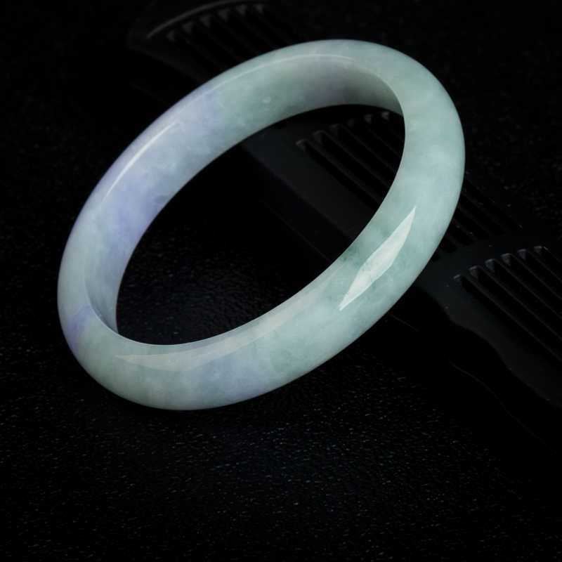 缅甸天然豆种翡翠贵妃镯-红掌柜