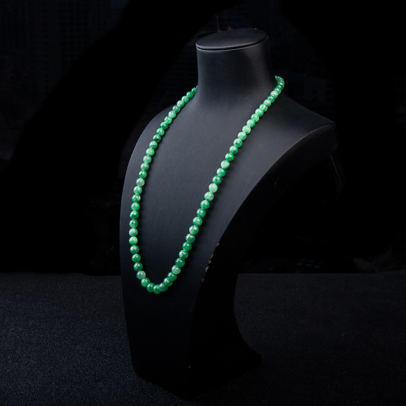 糯冰种豆绿翡翠塔链-红掌柜