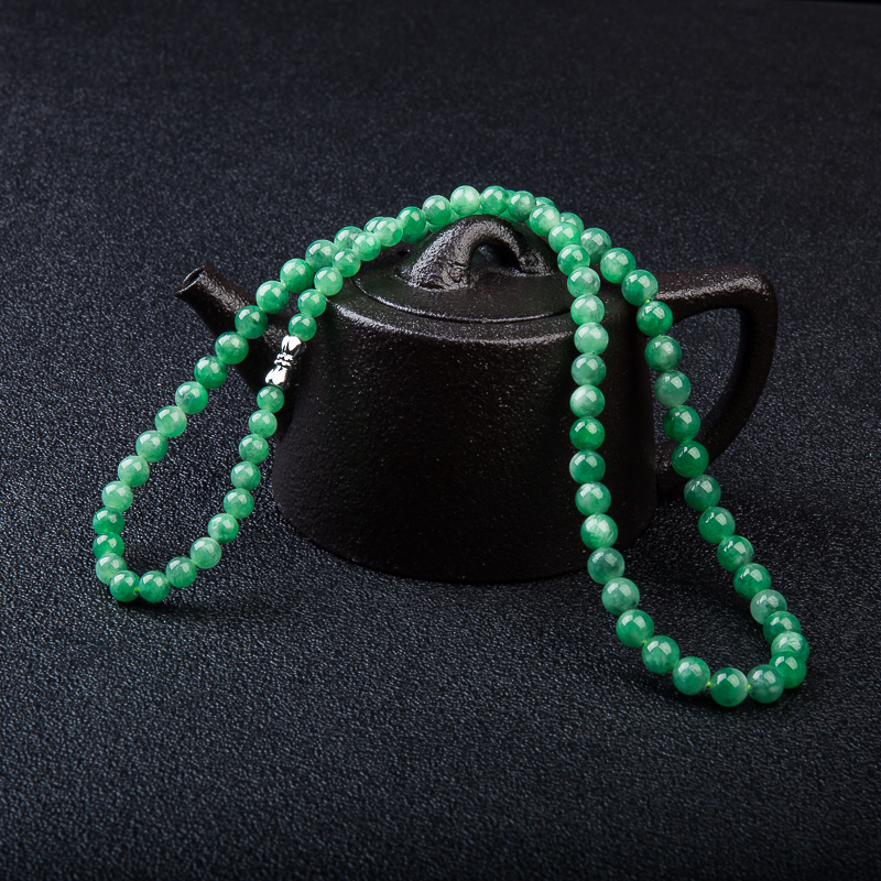 天然糯冰种豆绿翡翠塔链-红掌柜
