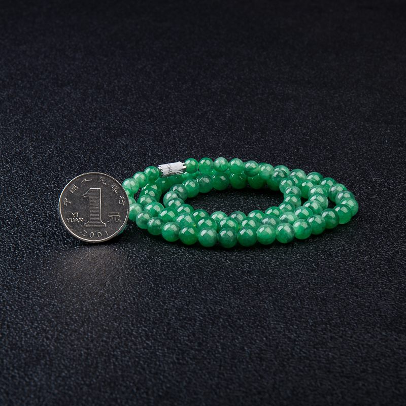 天然缅甸糯冰种豆绿翡翠塔链-红掌柜
