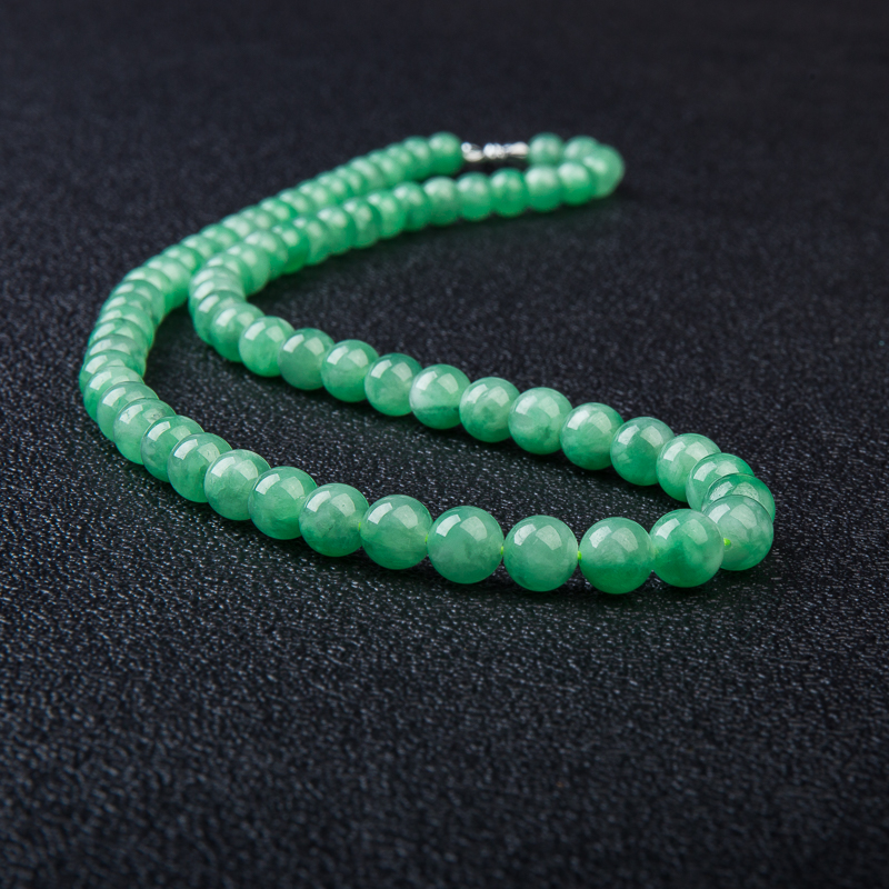 缅甸糯冰种豆绿翡翠塔链-红掌柜