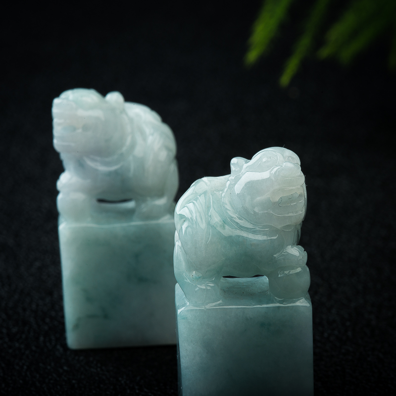 缅甸翡翠貔貅印章套装-红掌柜