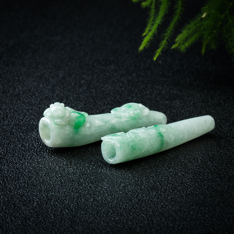 飘翠翡翠如意寿烟嘴套装-红掌柜