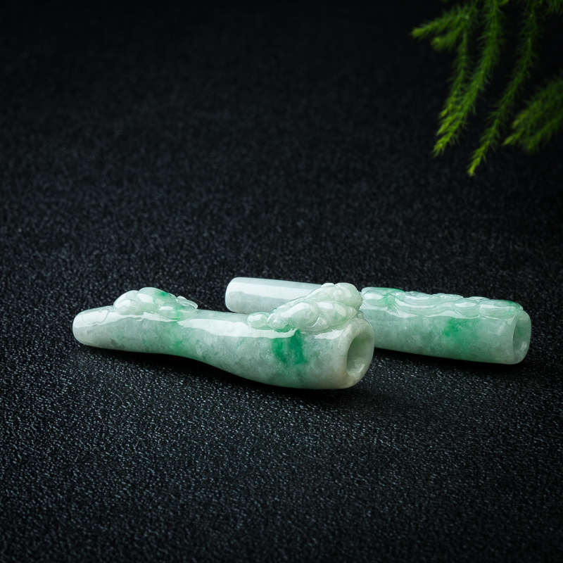 豆种翡翠如意寿烟嘴套装-红掌柜