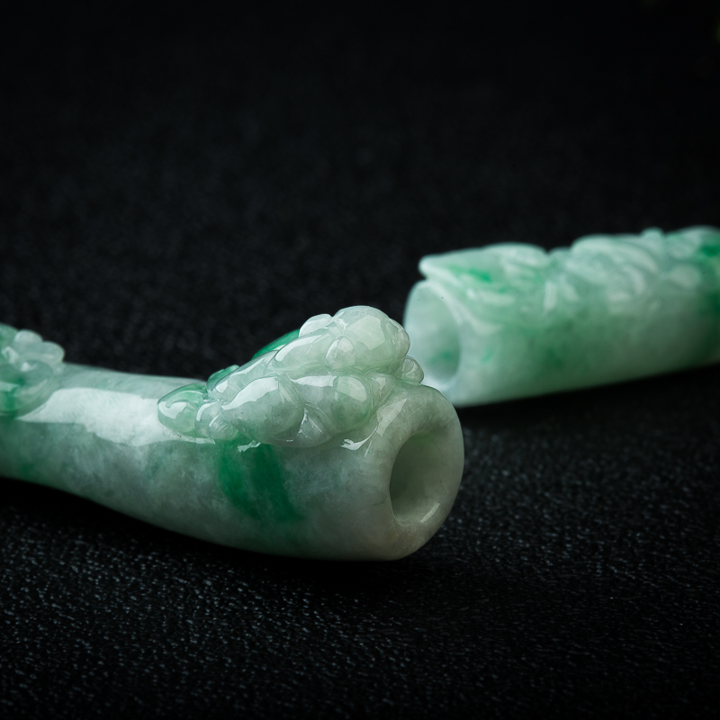 天然翡翠如意寿烟嘴套装-红掌柜