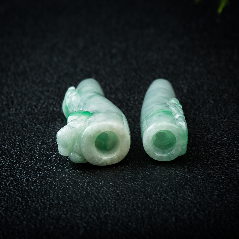 豆种飘翠翡翠如意寿烟嘴套装-红掌柜