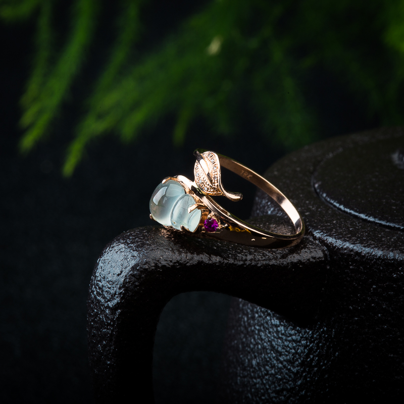 糯冰种翡翠福禄戒指-红掌柜