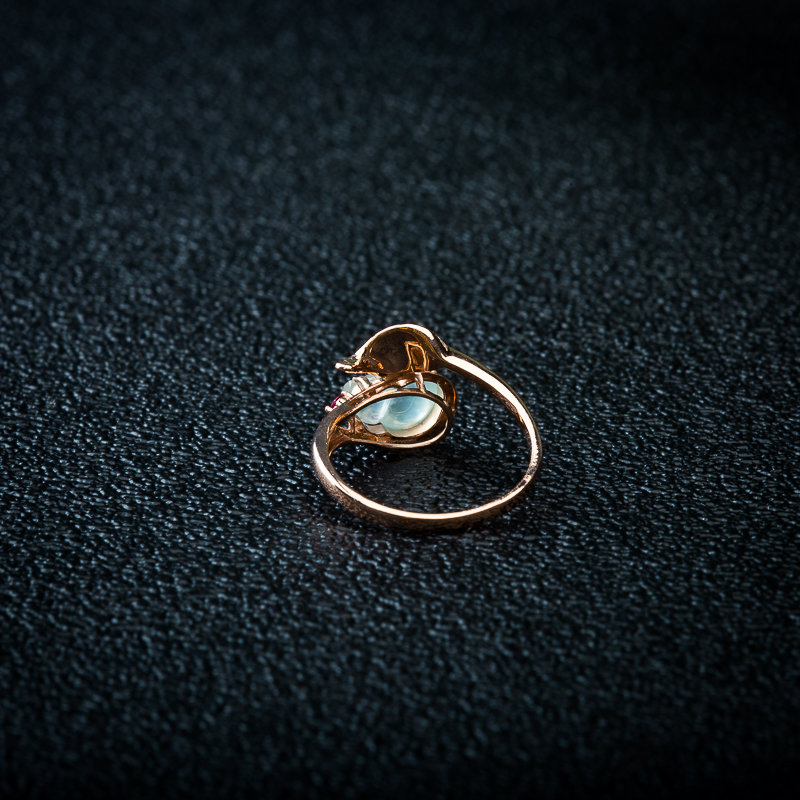 18K天然缅甸翡翠福禄戒指-红掌柜