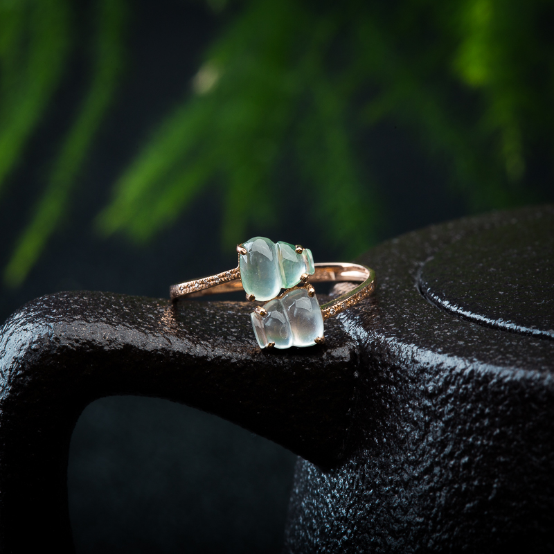 18K糯冰种翡翠福禄戒指-红掌柜