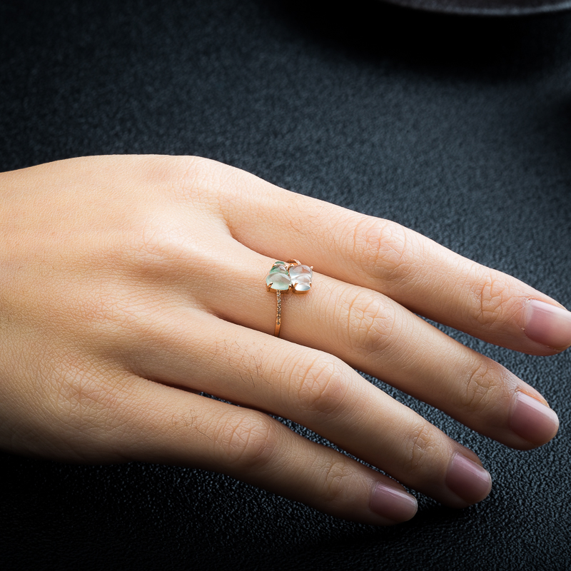 缅甸天然翡翠福禄戒指-红掌柜