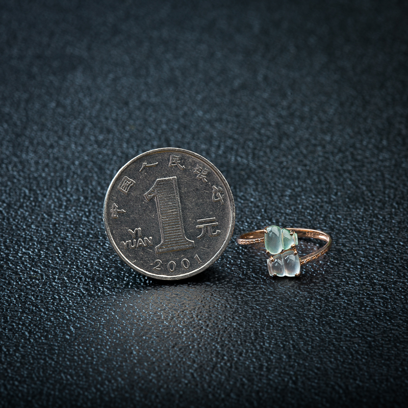 18K糯冰种翡翠福禄戒指-红掌柜