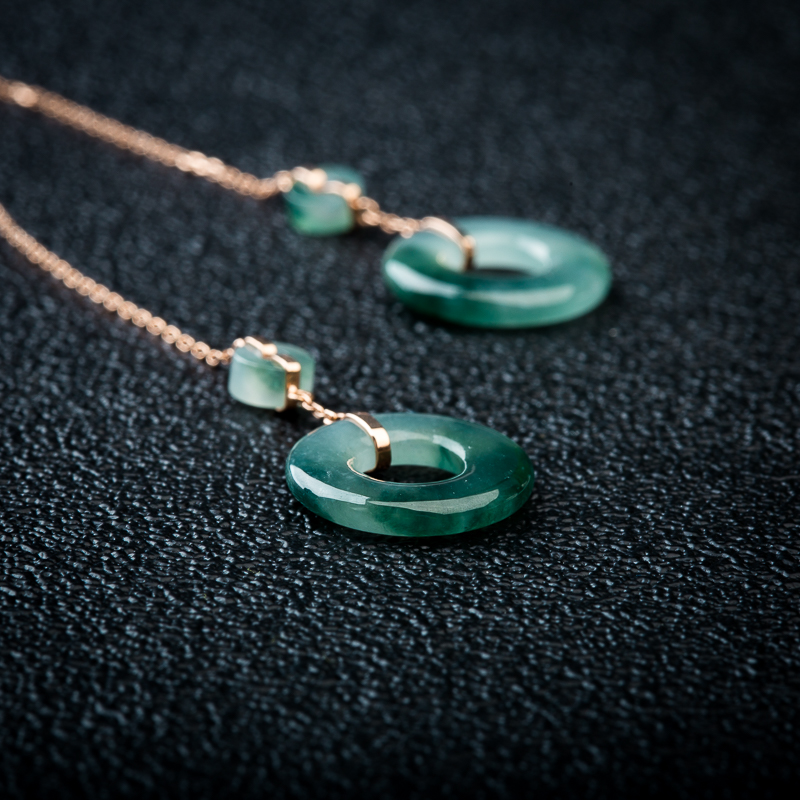 翡翠平安扣耳坠-红掌柜