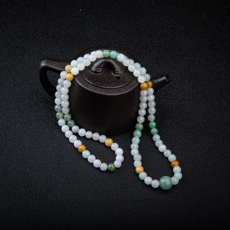 缅甸天然翡翠珠联璧合项链-红掌柜