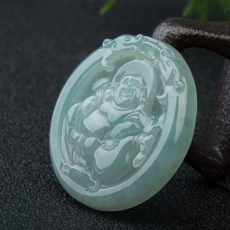 天然翡翠弥勒佛吊坠-红掌柜