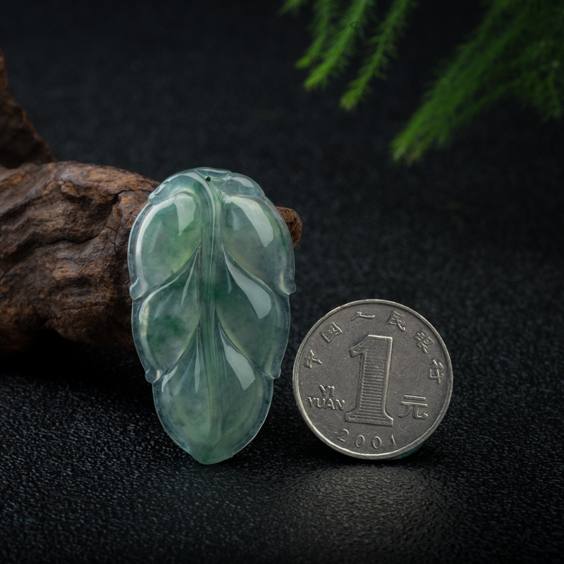 天然缅甸冰种飘花翡翠金枝玉叶吊坠-红掌柜