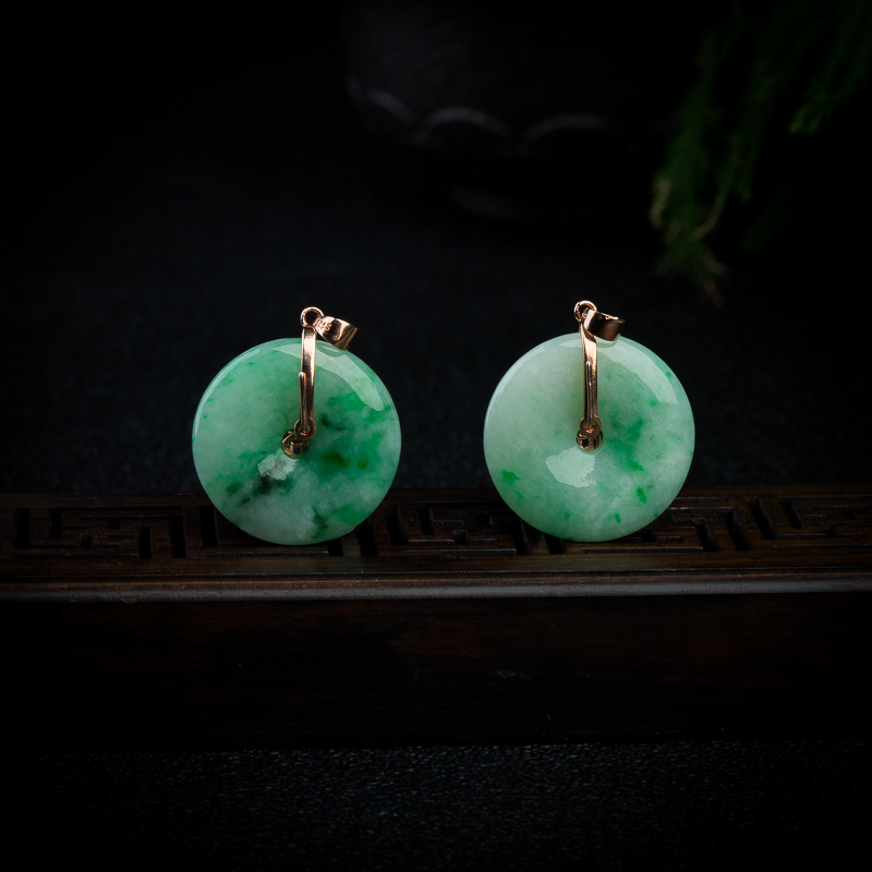 银镶豆种翡翠平安扣吊坠-红掌柜