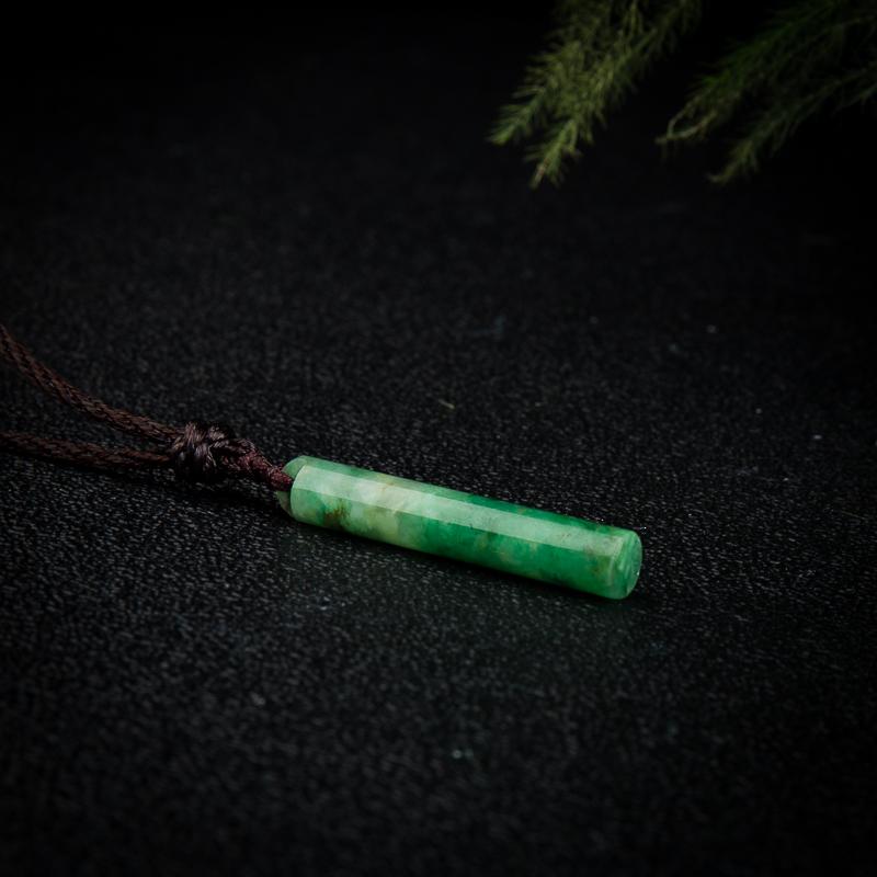 缅甸天然飘翠翡翠龙柱吊坠-红掌柜