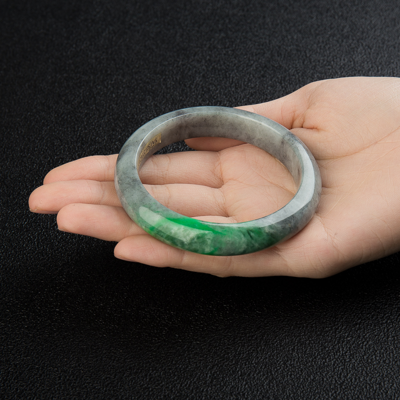 豆种翡翠手镯-红掌柜