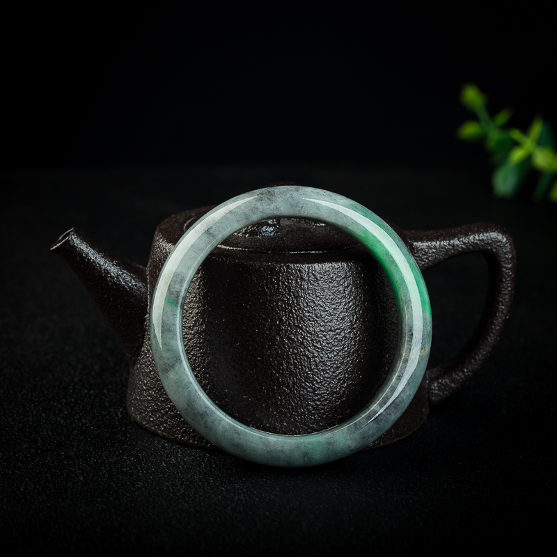 豆种翡翠手镯-红掌柜