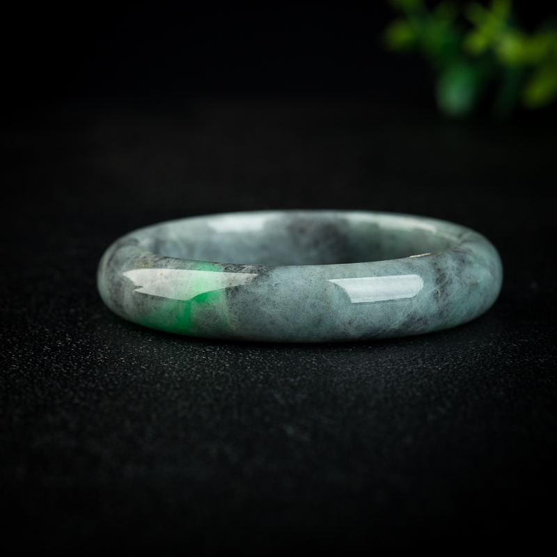 天然豆种翡翠手镯-红掌柜