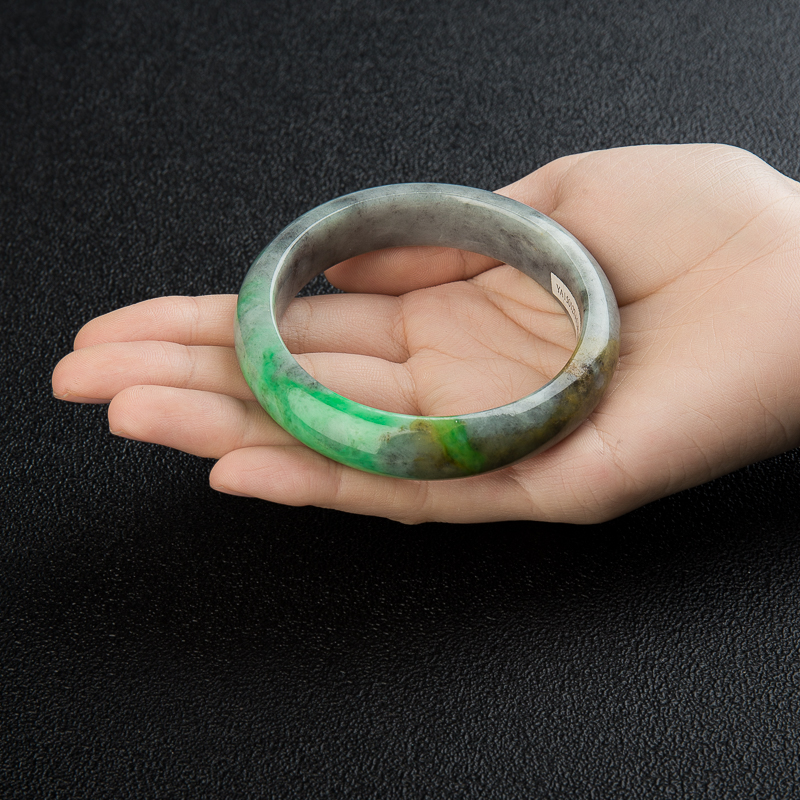 缅甸豆种翡翠手镯-红掌柜