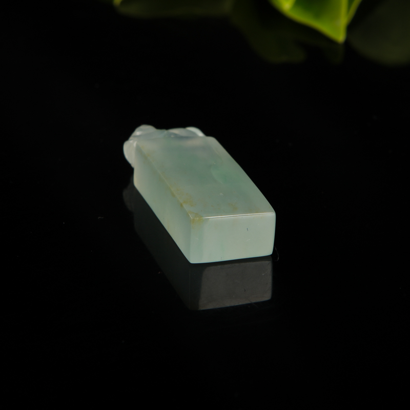 缅甸糯冰种飘翠翡翠年年有余印章-红掌柜