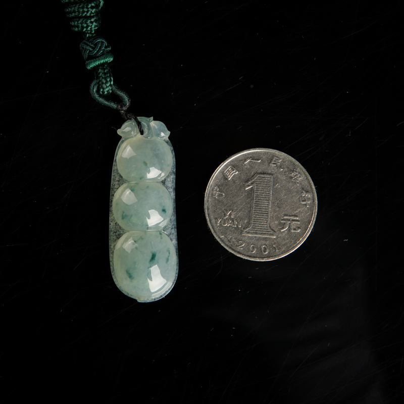 缅甸翡翠连中三元吊坠-红掌柜