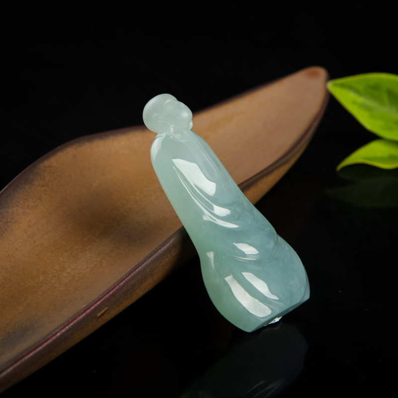 蓝绿翡翠禅悟吊坠-红掌柜