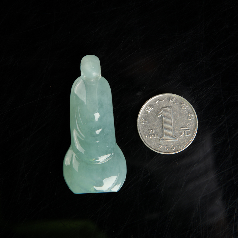 天然蓝绿翡翠禅悟吊坠-红掌柜