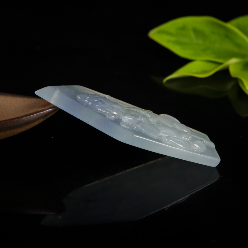 缅甸糯冰种飘花翡翠童子吊坠-红掌柜