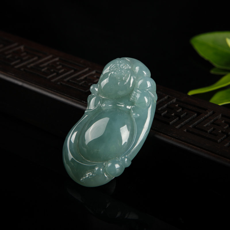 糯种翡翠逍遥佛吊坠-红掌柜