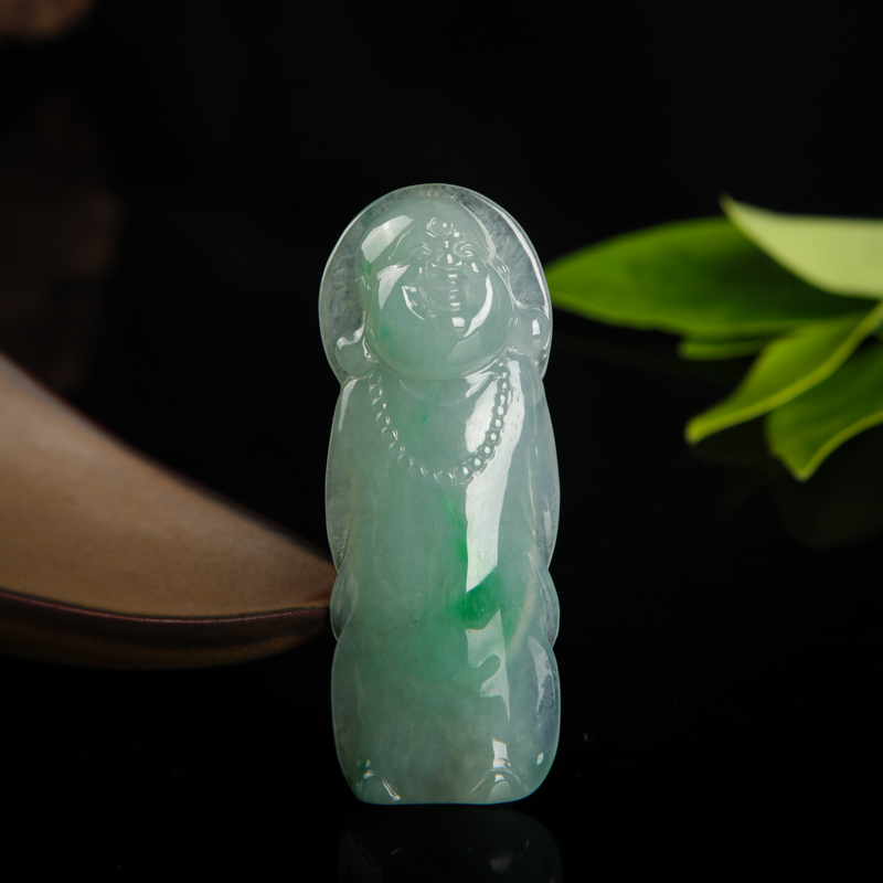 糯种飘翠翡翠逍遥佛吊坠-红掌柜