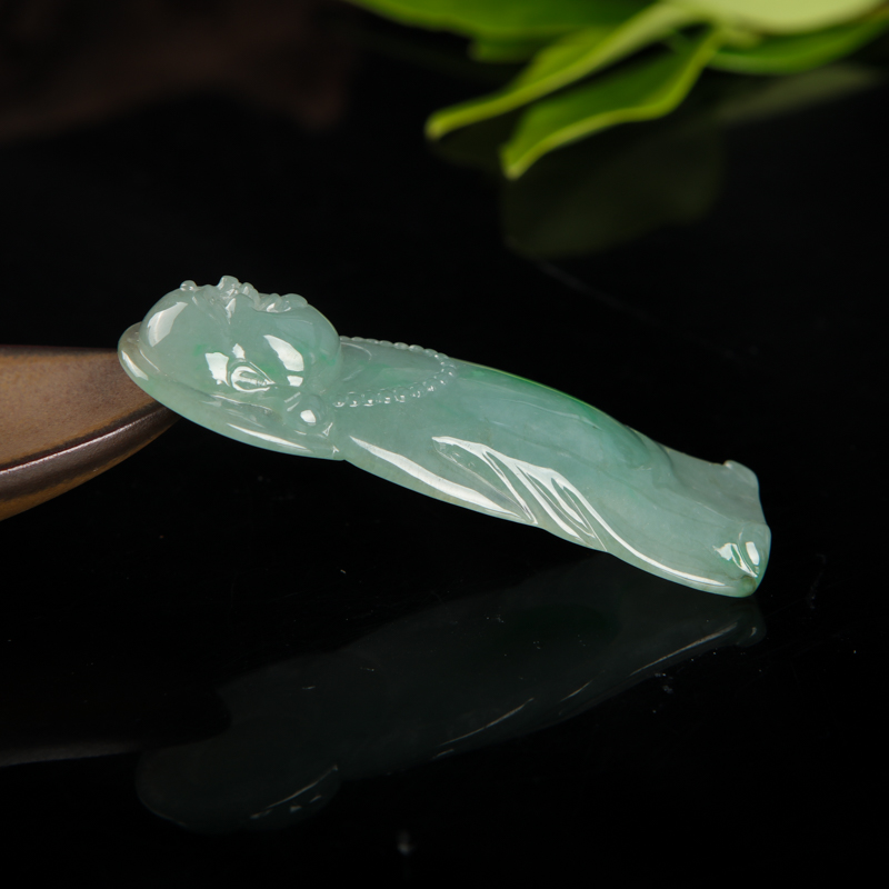 缅甸糯种飘翠翡翠逍遥佛吊坠-红掌柜