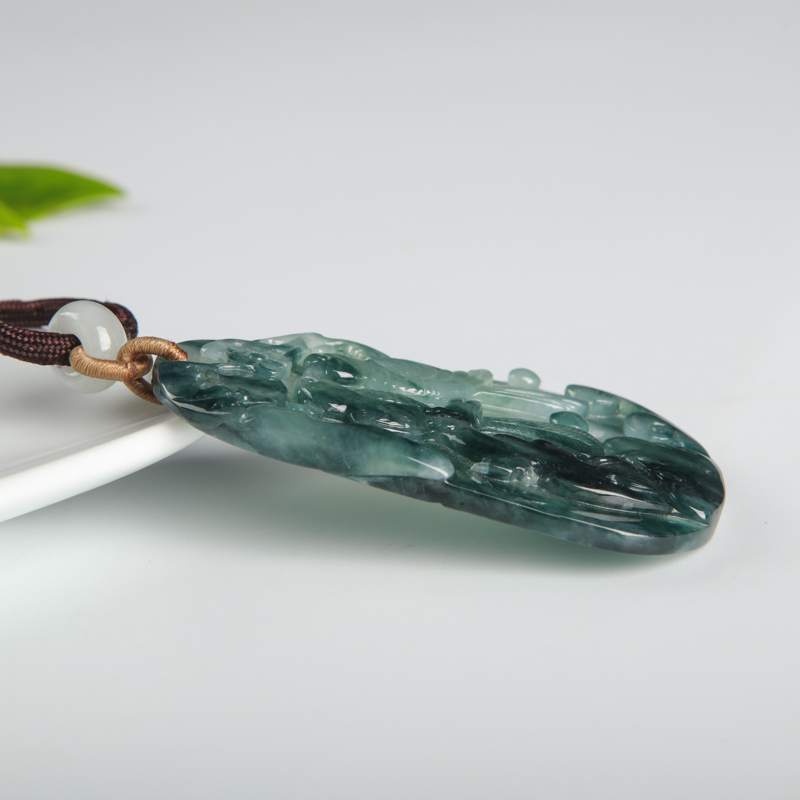 天然糯冰种飘花翡翠喜上眉梢吊坠-红掌柜