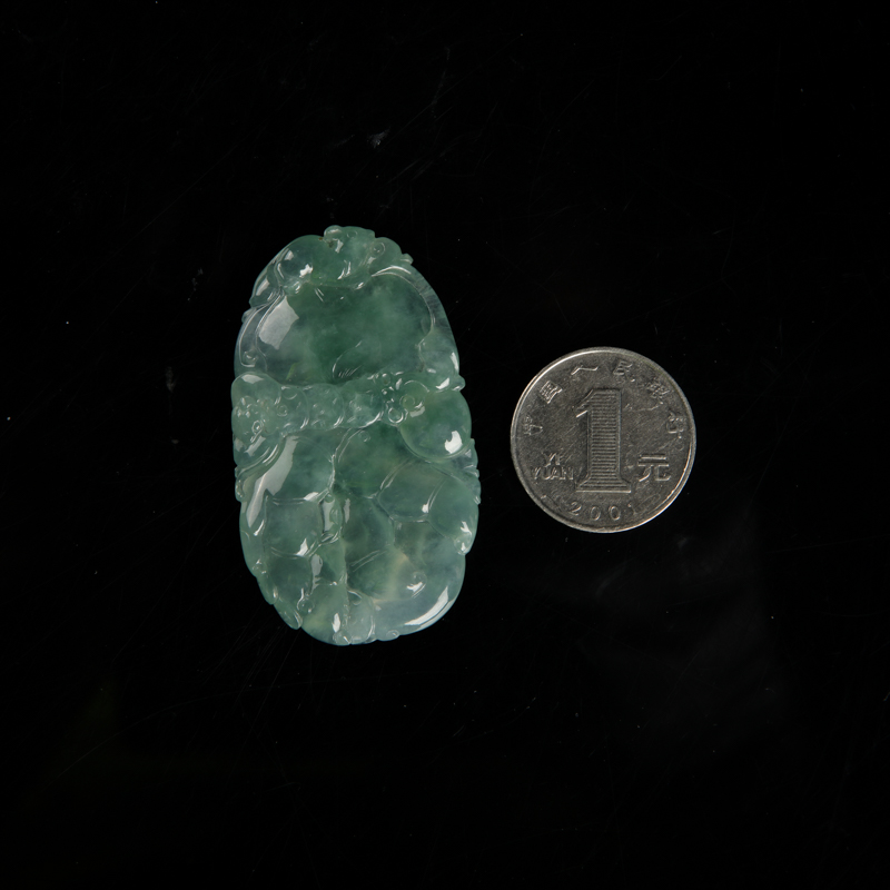 缅甸翡翠福在眼前吊坠-红掌柜