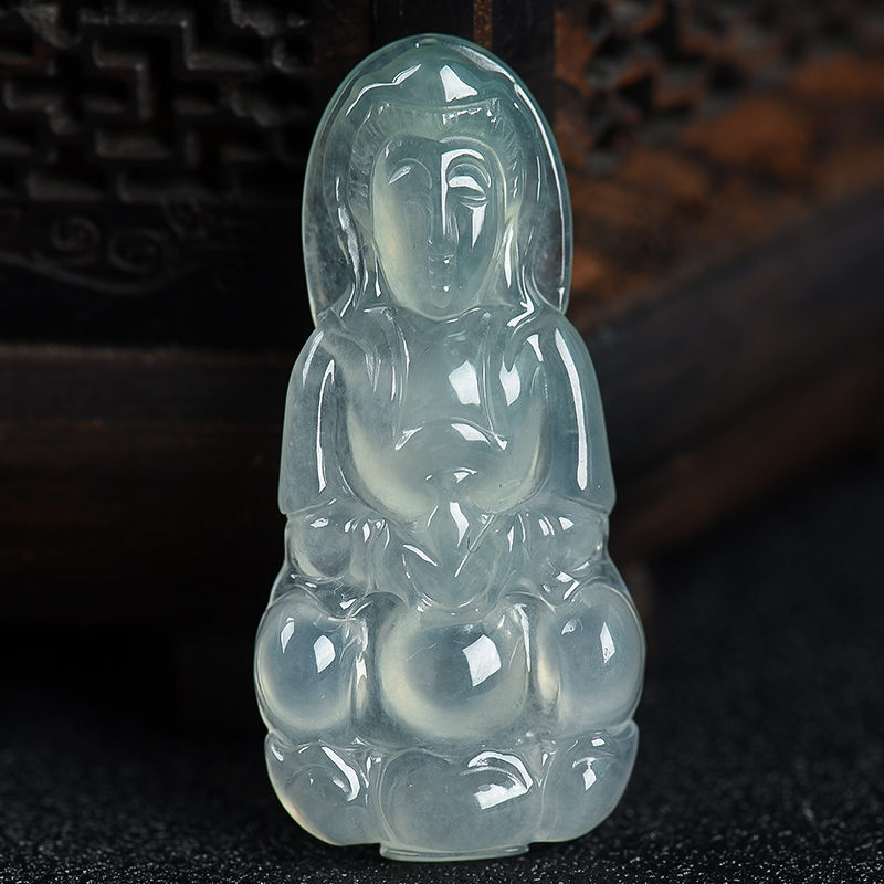 天然翡翠观音吊坠-红掌柜