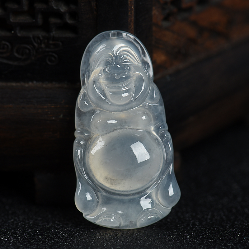 糯冰种白色翡翠吊坠-红掌柜